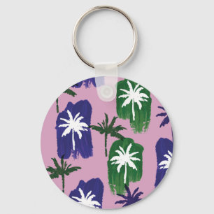 Porte-clés Palme peinte, Vert bleu marine.