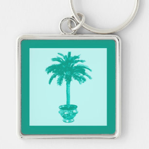 Porte-clés Palmier à pointes - turquoise et aqua