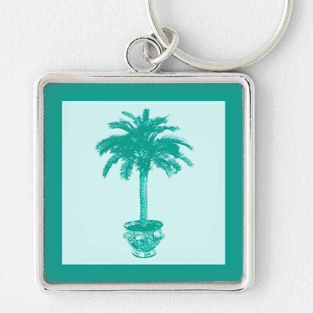 Porte-clés Palmier à pointes - turquoise et aqua (Devant)