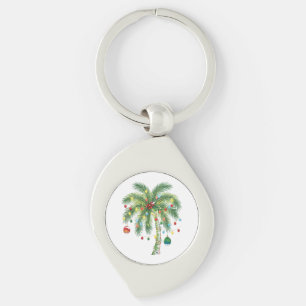 Porte-clés Palmier de Noël tropical avec lumières et ornam