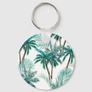Porte-clés Palmier tropical : Motif de la jungle aquarelle.