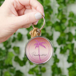 Porte-clés Palmier Tropical Parties scintillant Rose