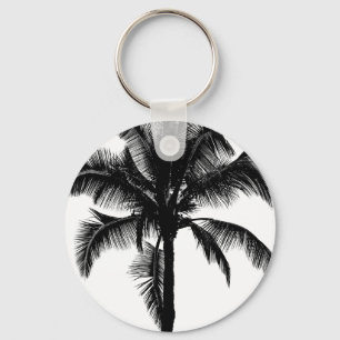 Porte-clés Palmier tropicale hawaïenne rétro Silhouette Noir