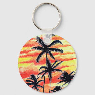 Porte-clés Palmiers de Coco-Coques Couchés De Soleil Hawaïen