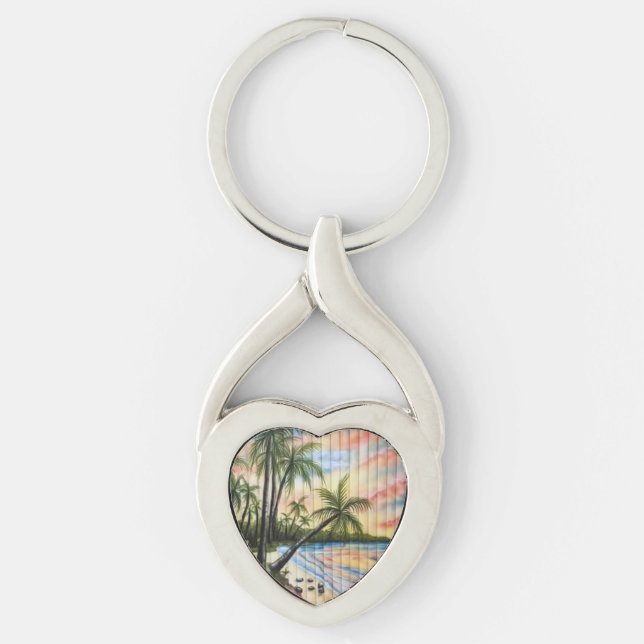 PORTE-CLÉS PALMIERS TROPICAUX AVEUGLES DE PLAGE (Devant)
