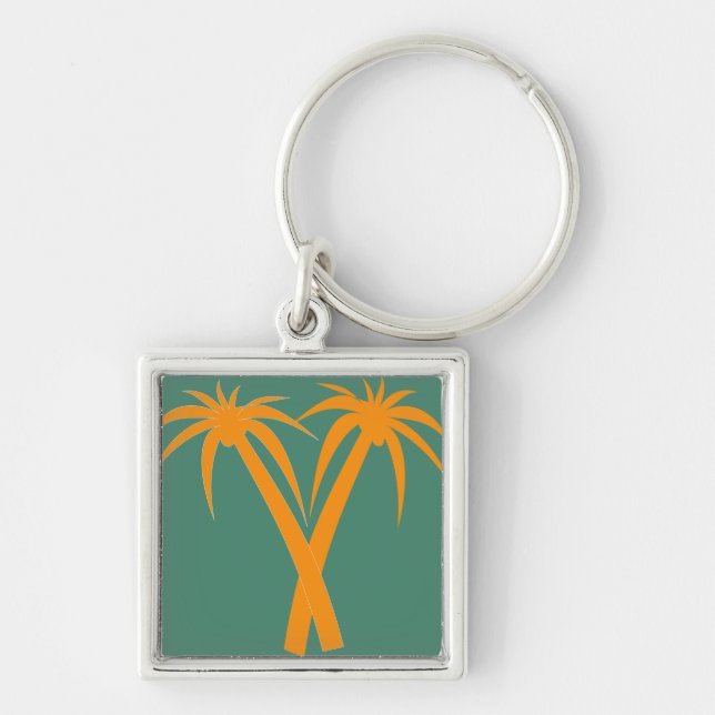 Porte-clés Palmiers tropicaux orange été (Devant)