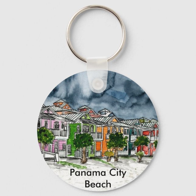Porte-clés Panama City Beach Floride cadeaux d'art tropical (Recto)