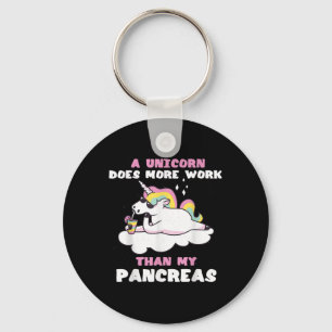 Porte-clés Pancreas Funny Unicorne Type 1 Diabète Sang