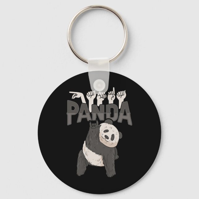 Porte-clés Panda Asl Gesture main Sourde Sensibilisation à la (Recto)
