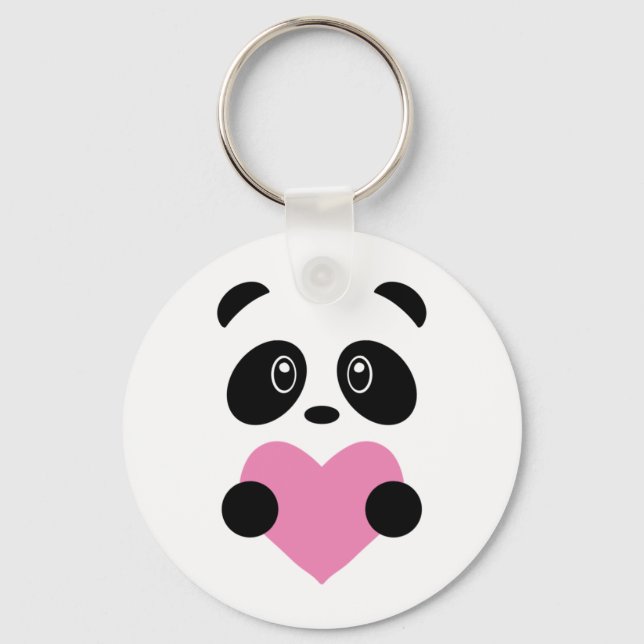 Porte-clés Panda Coeur Rose (Recto)