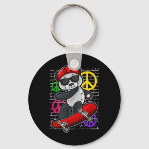Porte-clés Panda Cool sur un Skateboard