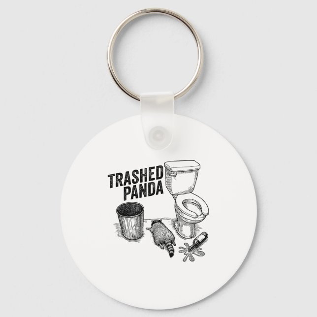 Porte-clés Panda Crashed, Raton laveur Drôle Ivre, Panda Poub (Recto)