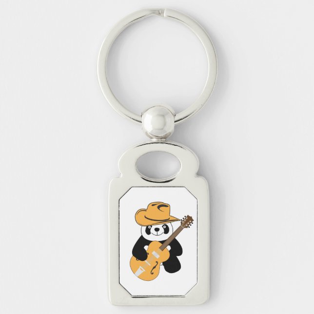 Porte-clés Panda drôle avec guitare (Devant)