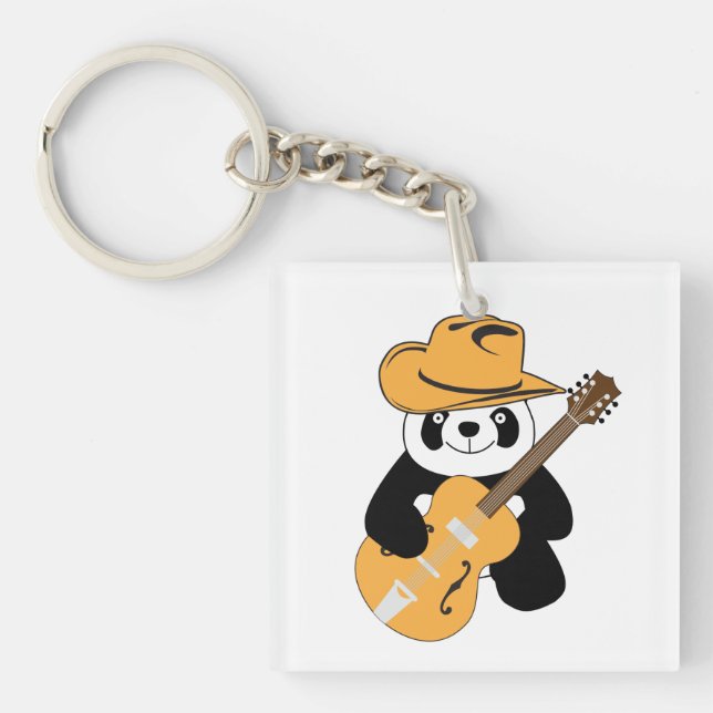 Porte-clés Panda drôle avec guitare (Devant)