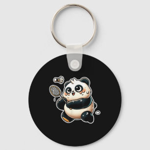Porte-clés Panda drôle jouant au badminton exercice sportif m