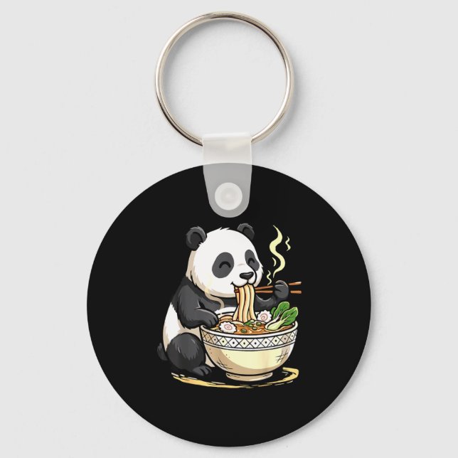 Porte-clés Panda Eating Funny Ramen Noodles  (Recto)