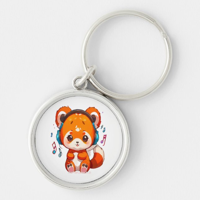 Porte-clés Panda écoutant de la musique Kpop (Devant)