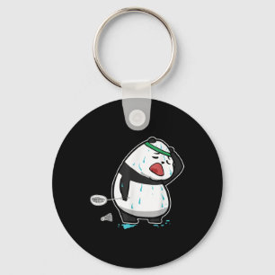 Porte-clés Panda Fatigué Drôle Jouer Badminton