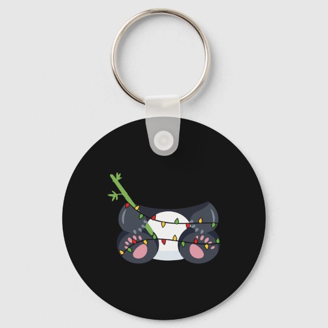 Porte-clés Panda Festive Avec Costume Lumière Noël (Recto)