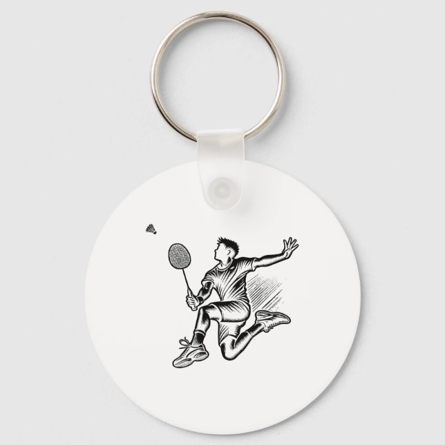 Porte-clés Panda Jouer Badminton Player Navette (Recto)