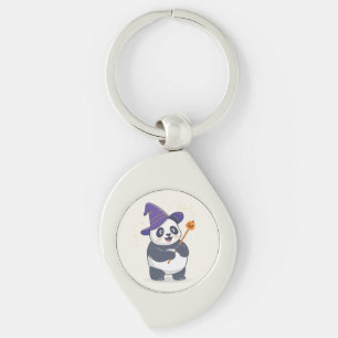 Porte-clés Panda Magicien Fantaisiste avec Chapeau Magique