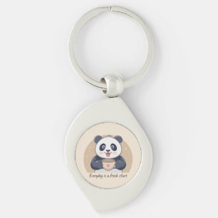 Porte-clés Panda Mignon avec Café