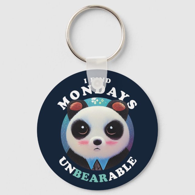 Porte-clés Panda Mignonne trouve les lundis insupportables |  (Recto)