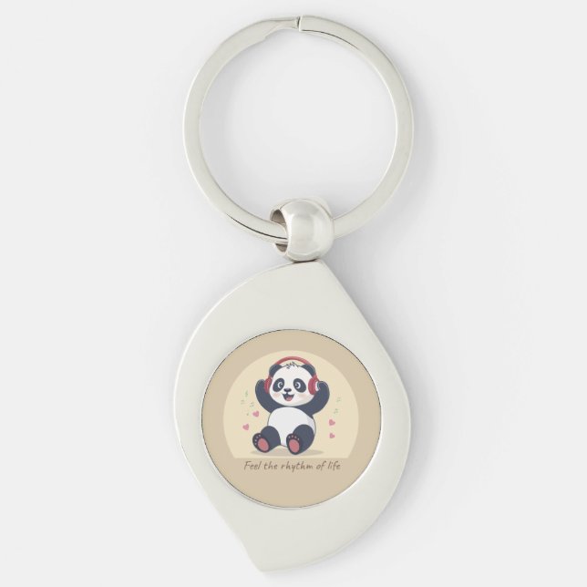 Porte-clés Panda Musique Mignon (Devant)
