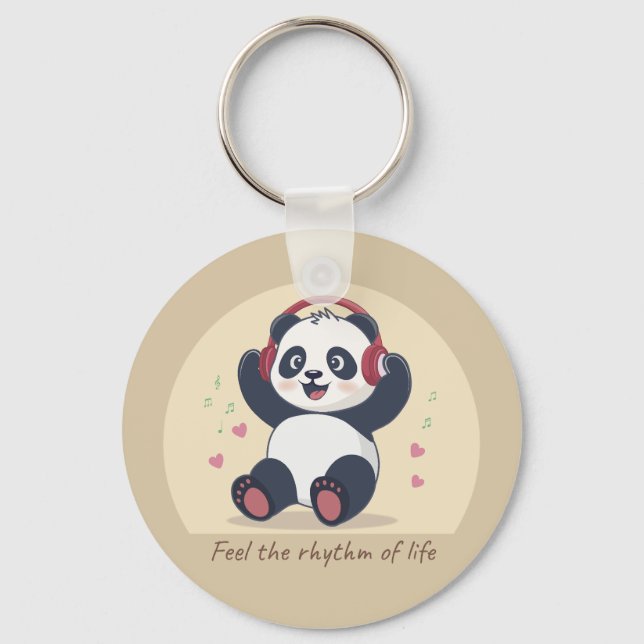 Porte-clés Panda Musique Mignon (Recto)