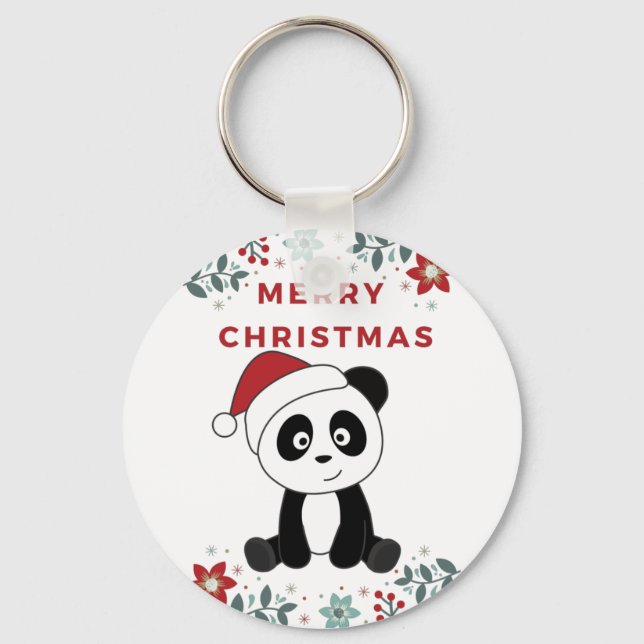 Porte-clés Panda Noël Neige Animaux d'hiver Pandas Keychai (Recto)