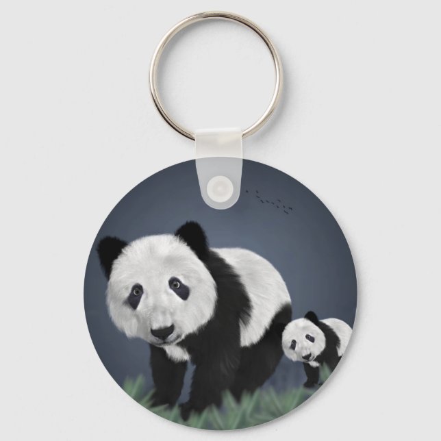 Porte-clés panda ours mignon animal câlin noir blanc doux (Recto)