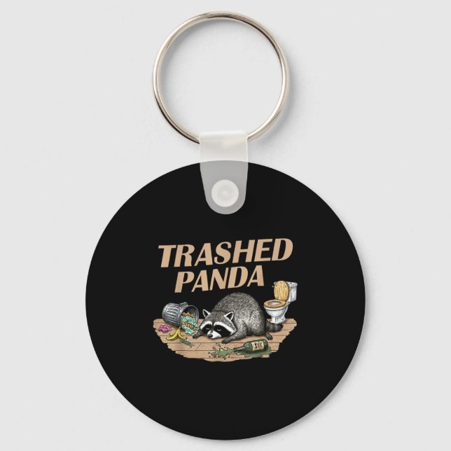 Porte-clés Panda Racoon Défoncé Drôle Devient Ivre Mème de Ra (Recto)