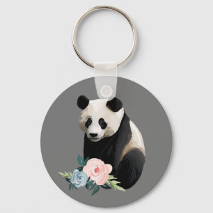 Porte-clés Panda réaliste avec Porte - clé Rose