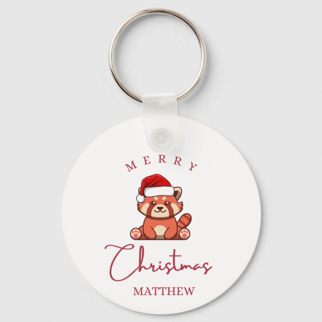 Porte-clés Panda rouge : Joyeux Noël Matthew (Recto)