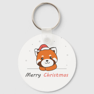 Porte-clés Panda Rouge Noël Neige Animaux d'hiver Pandas