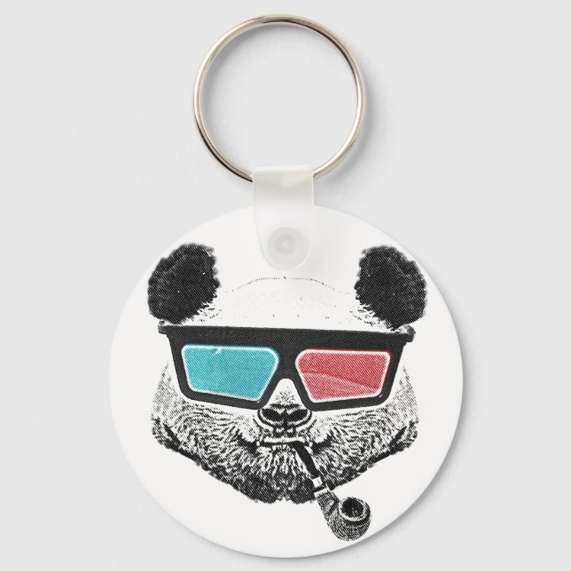 Porte-clés Panda vintage lunettes 3D (Recto)