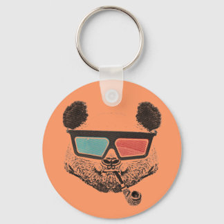 Porte-clés Panda vintage lunettes 3D