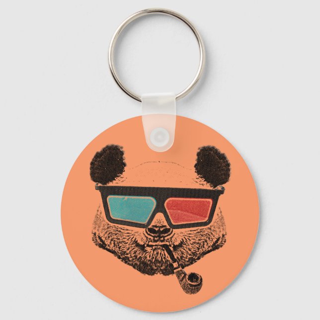 Porte-clés Panda vintage lunettes 3D (Recto)