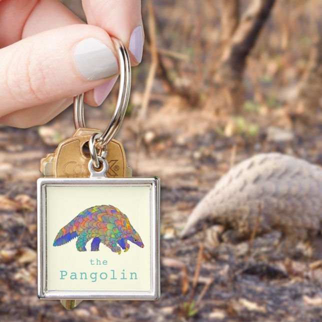 Porte-clés Pangolin Animal Art Coloré (Cute pangolin colorful animal art watercolor keyring scaly anteater endangered species )