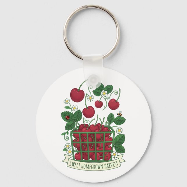 Porte-clés Panier de fruits de cerise Prunus doux  (Recto)