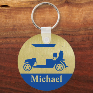 Porte-clés Panier de golf unique avec club de golf de prénom