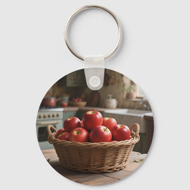 Porte-clés Panier de pommes rouges (Recto)