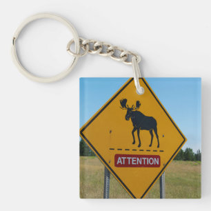 Porte-clés Panneau d'avertissement d'orignal