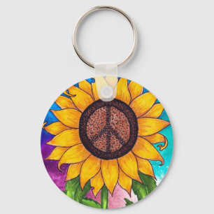 Porte-clés Panneau de Paix Sunflower # 2