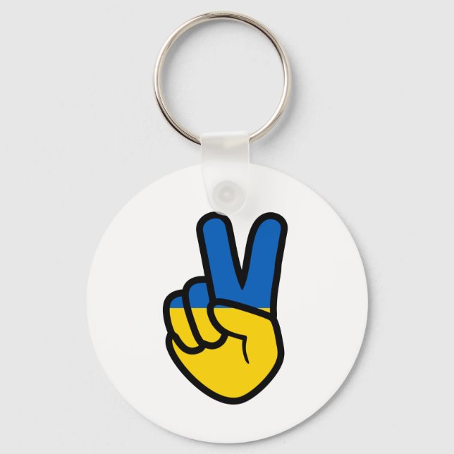 Porte-clés Panneau de paix Ukraine avec drapeau d'Ukraine cou (Recto)