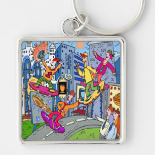 Porte-clés Panneau de patin de Zazzle d'enfant