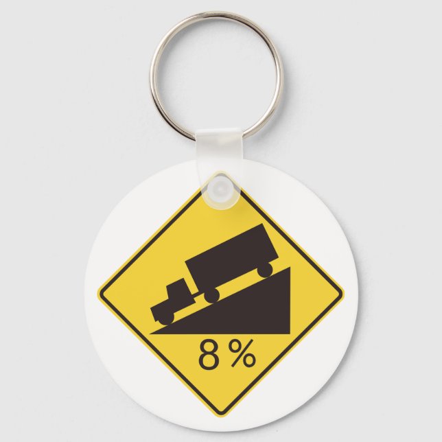 Porte-clés Panneau de signalisation de pente raide pour camio (Recto)