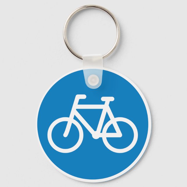 Porte-clés Panneau de signalisation de voie cyclable bleu Sym (Recto)