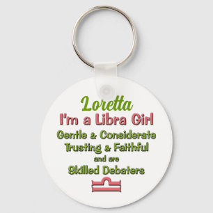 Porte-clés Panneau Libra Girl Star rose et vert Zodiac