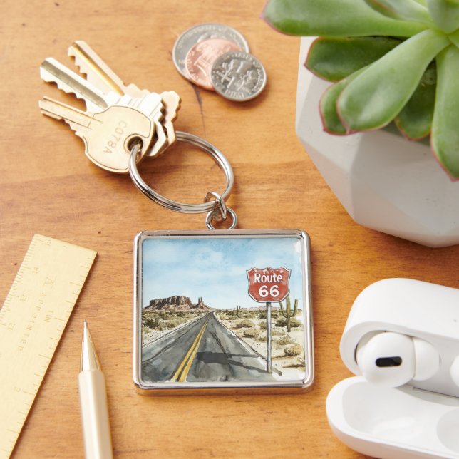 Porte-clés Panneau Route 66 Rouge (Bureau)